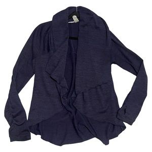 Athleta haven open front navy knit waterfall draped yoga cardigan sweater small